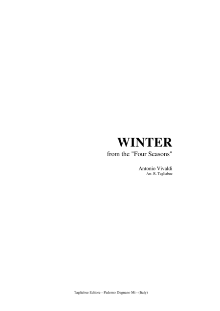 Winter From Four Season For Piano Organ Sheet Music