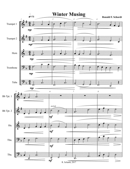 Free Sheet Music Winter Musing For Brass Quintet