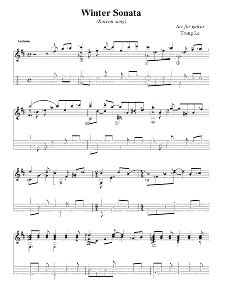 Winter Sonanal An Beautiful Song For Guitar Sheet Music