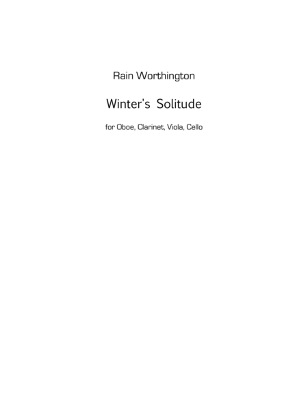 Winters Solitude For Ob Cl Vla Vc Sheet Music