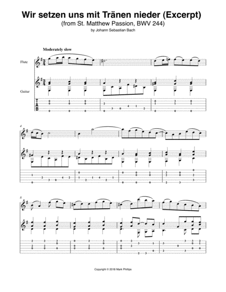 Wir Setzen Uns Mit Trnen Nieder Excerpt Sheet Music