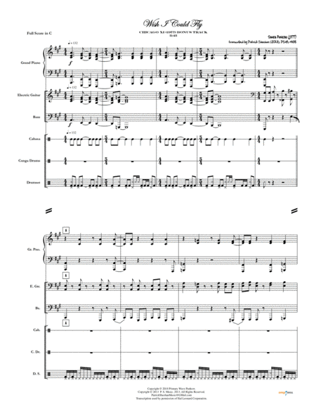 Wish I Could Fly Chicago Full Score Set Of Parts Sheet Music