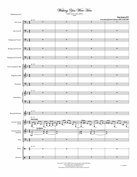 Free Sheet Music Wishing You Were Here Chicago Full Score Set Of Parts
