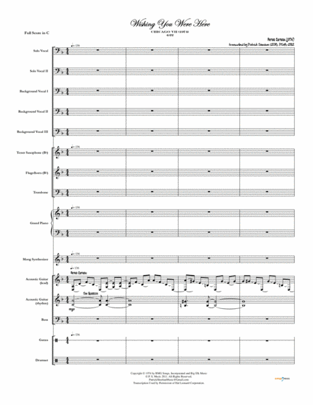 Wishing You Were Here Chicago Full Score Set Of Parts Sheet Music