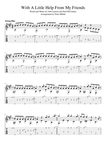 Free Sheet Music With A Little Help From My Friends Standard Notation And Tab