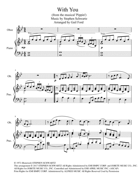 Free Sheet Music With You From The Musical Pippin