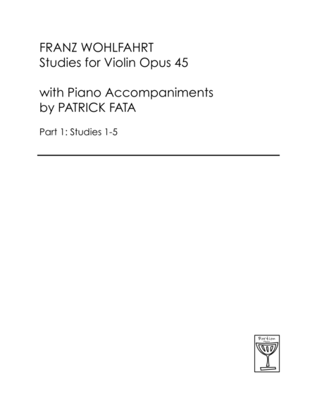 Wohlfahrt Etudes For Violin With Piano Accompaniment Part 1 Etudes 1 5 Sheet Music