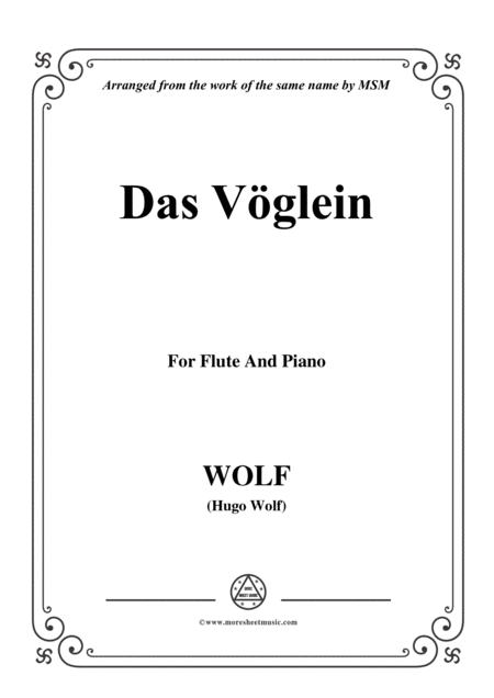 Free Sheet Music Wolf Das Vglein For Flute And Piano