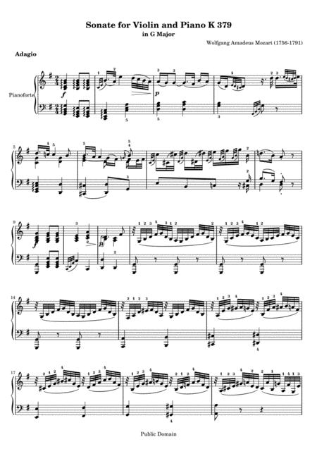 Wolfgang Amadeus Mozart Sonate For Violin And Piona Sheet Music