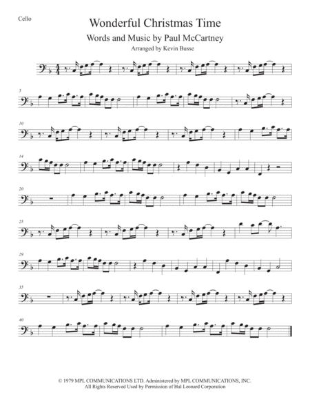 Free Sheet Music Wonderful Christmastime Cello