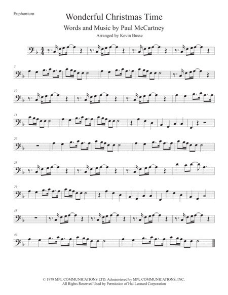 Wonderful Christmastime Euphonium Sheet Music