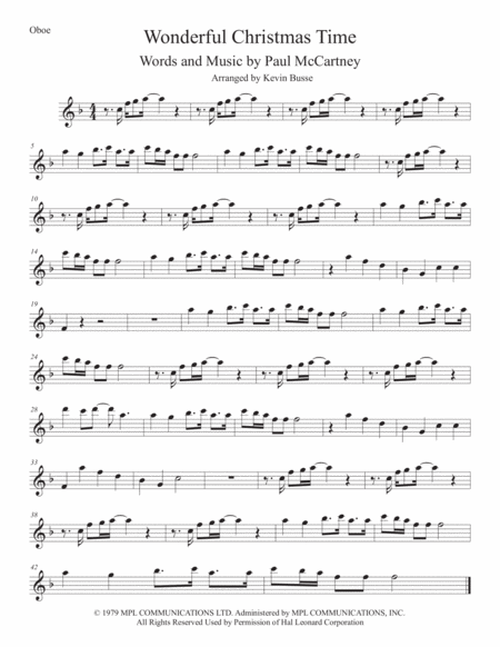 Free Sheet Music Wonderful Christmastime Oboe
