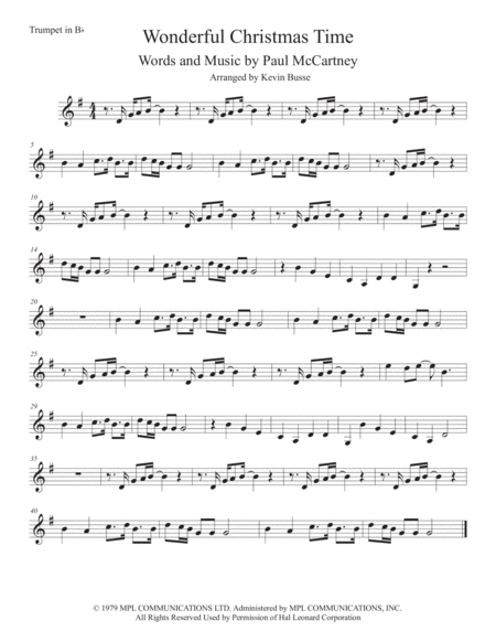 Wonderful Christmastime Trumpet Sheet Music