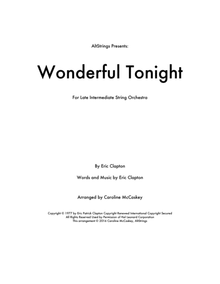 Free Sheet Music Wonderful Tonight String Orchestra