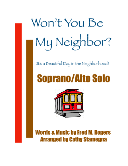 Wont You Be My Neighbor Its A Beautiful Day In The Neighborhood Soprano Alto Solo Chords Piano Acc Sheet Music