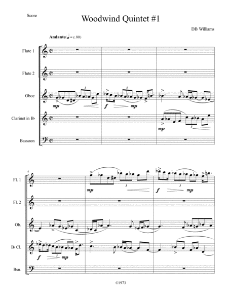 Free Sheet Music Woodwind Quintet 1