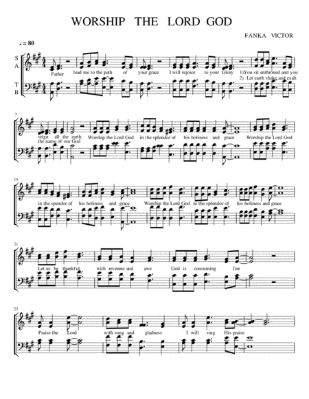 Free Sheet Music Worship The Lord God By Fanka Victor