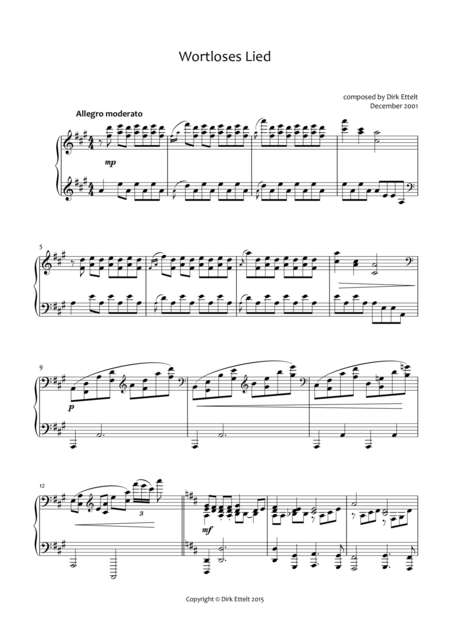 Wortloses Lied Sheet Music