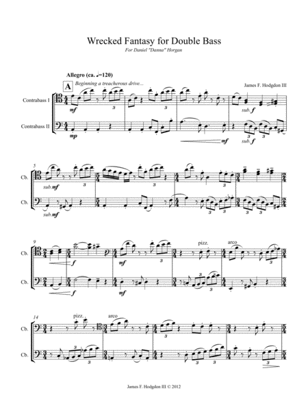 Wrecked Fantasy For Double Bass Duet Sheet Music