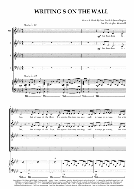 Writings On The Wall Arr Christopher Wormald Sheet Music