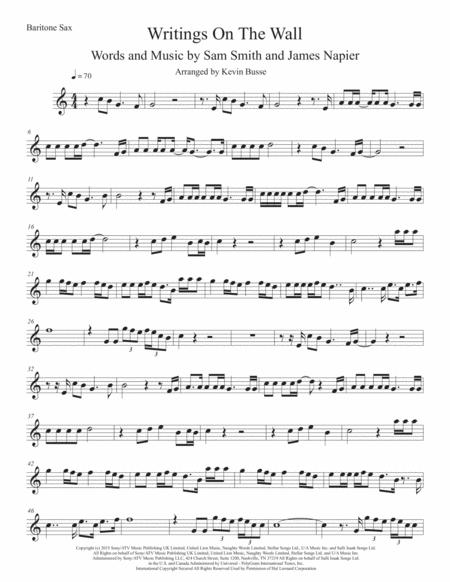 Writings On The Wall Easy Key Of C Bari Sax Sheet Music