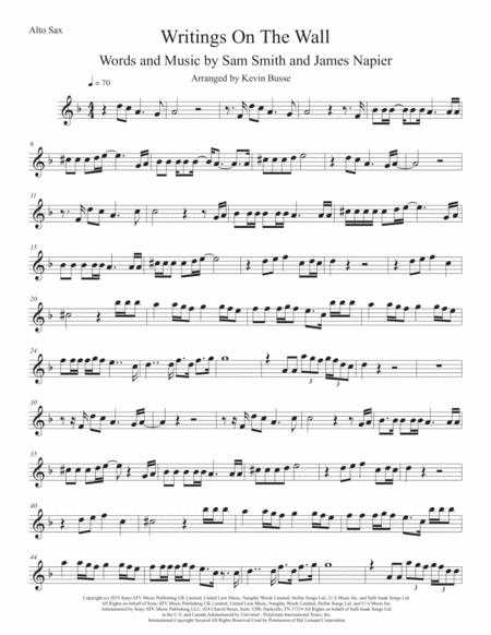 Writings On The Wall Original Key Alto Sax Sheet Music