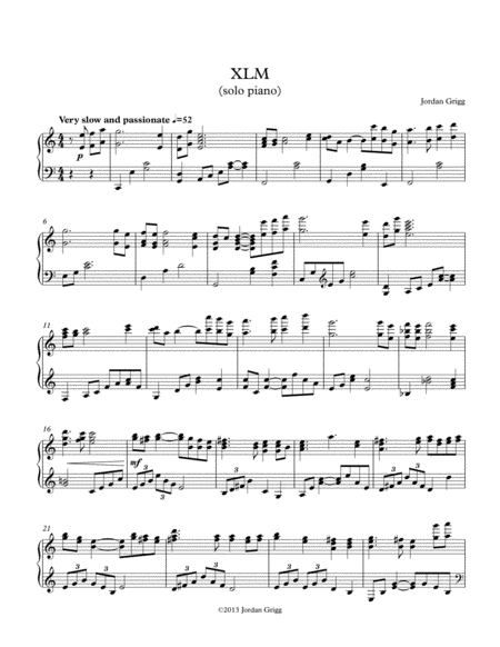 Xlm Solo Piano Sheet Music