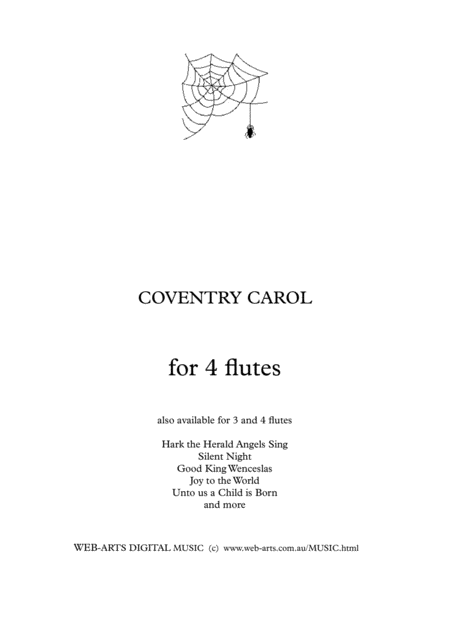 Xmas Coventry Carolfor 4 Flutes Sheet Music