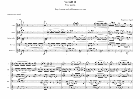 Yazzir Ii For Wind Quintet Sheet Music