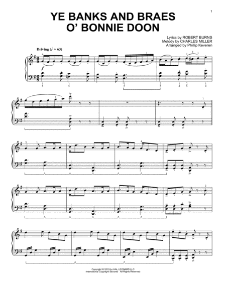 Ye Banks And Braes O Bonnie Doon Arr Phillip Keveren Sheet Music