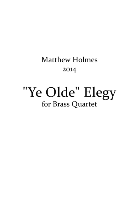 Ye Olde Elegy Brass Quartet Version In G Minor Sheet Music