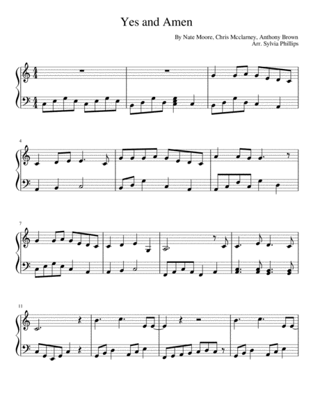 Free Sheet Music Yes And Amen