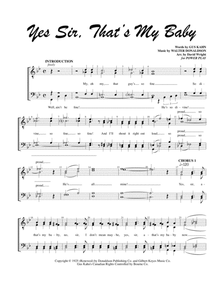 Free Sheet Music Yes Sir Thats My Baby F Quartet Pricing