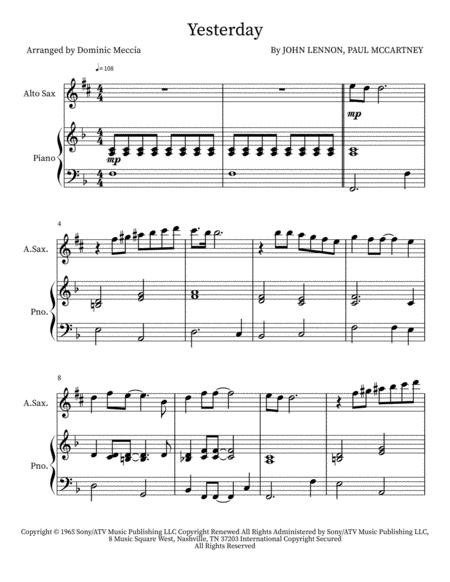 Free Sheet Music Yesterday Alto Sax And Piano