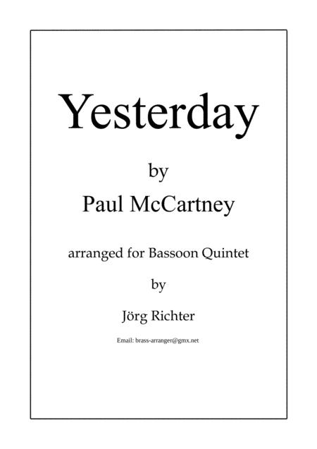 Free Sheet Music Yesterday For Bassoon Quintet