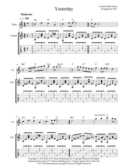 Yesterday For Flute And Guitar Sheet Music