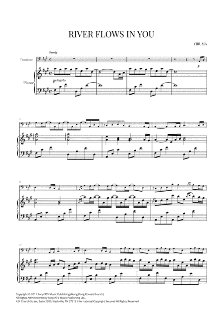 Yiruma River Flows In You For Trombone And Piano Sheet Music