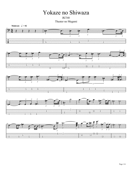 Free Sheet Music Yokaze No Shiwaza Bass