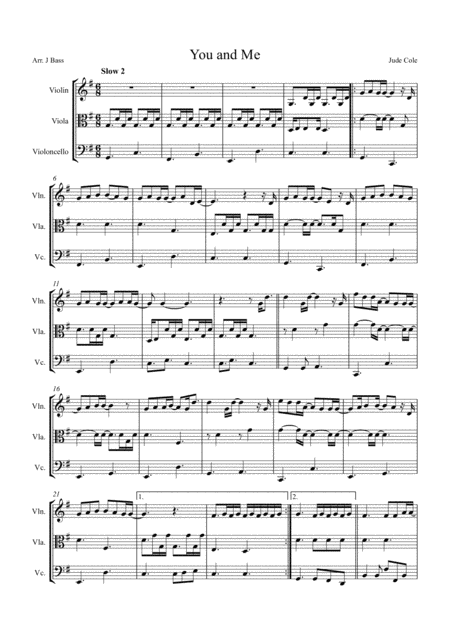 Free Sheet Music You And Me By Lifehouse Arranged For String Trio