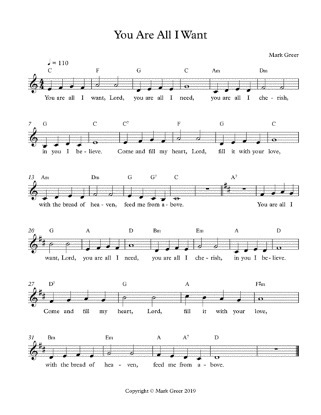 You Are All I Want Sheet Music