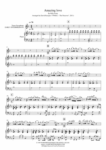 Free Sheet Music You Are My King Amazing Love Piano Tenor Sax Early Intermediate