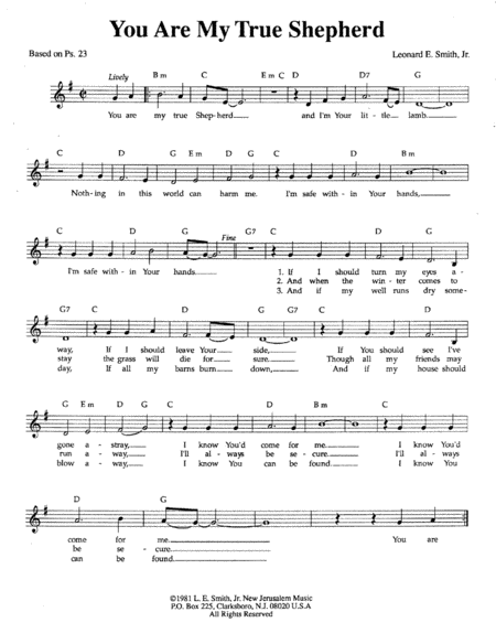 Free Sheet Music You Are My True Shepherd