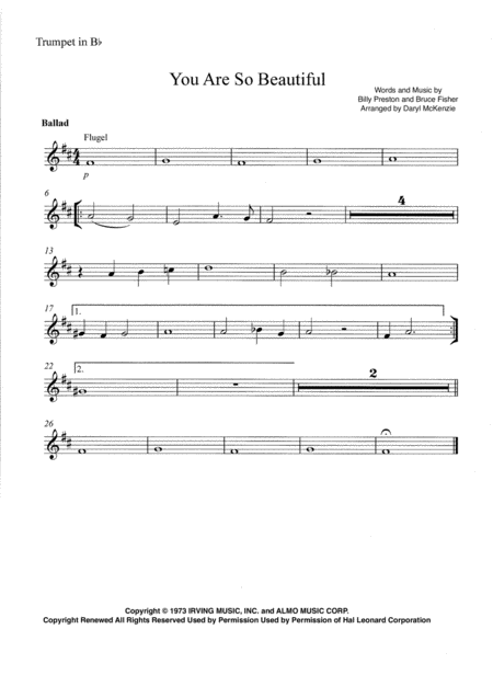 Free Sheet Music You Are So Beautiful Vocal 3 Horns Key C