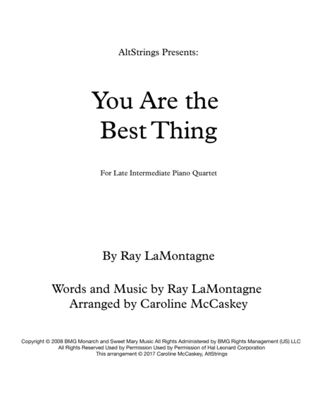 You Are The Best Thing Piano Quartet Violin Viola Cello And Piano Sheet Music