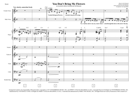 You Dont Bring Me Flowers Score Transcription Of Original Recording Sheet Music