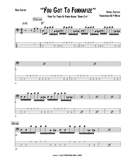 Free Sheet Music You Got To Funkifize Bass Guitar Tab