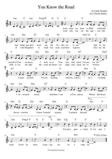 Free Sheet Music You Know The Road Lead Sheet
