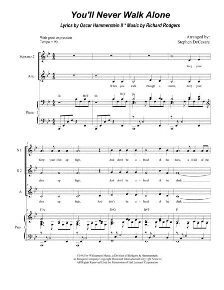 You Ll Never Walk Alone Vocal Trio Ssa Sheet Music