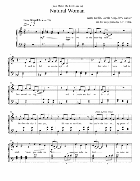 Free Sheet Music You Make Me Feel Like A Natural Woman Easy Piano