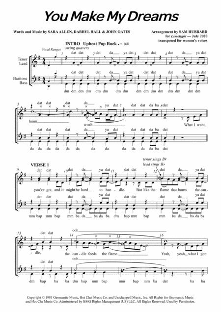 Free Sheet Music You Make My Dreams W